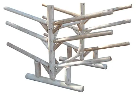 Log Kayak Rack 2 Canoe + 2 Kayak + 2 SUPS Rack Unfinished
