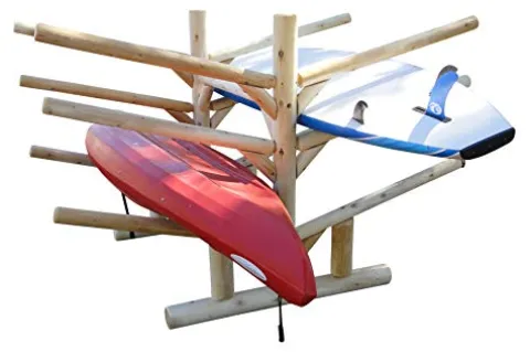 Log Kayak Rack 2 Canoe 2 Kayak 2 SUPS Rack Canyon Brown