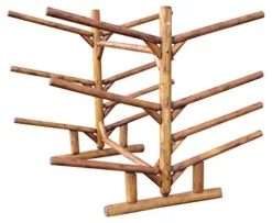 Log Kayak Rack 5 Kayak or Canoe Plus 2 SUP or Surfboard Unfinished