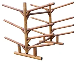 Log Kayak Rack 5 Kayak or Canoe Plus 2 SUP or Surfboard Canyon Brown Finish