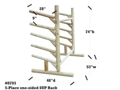 Log Kayak Rack 5 Place 1 Sided SUP Log Rack Canyon Brown