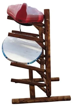 Log Kayak Rack 5 Place 1 Sided SUP Log Rack Canyon Brown