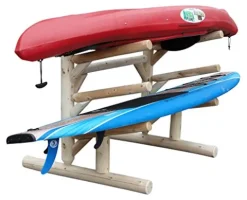 Log Kayak Rack 3 Place 1 Sided SUP Storage Rack Natural