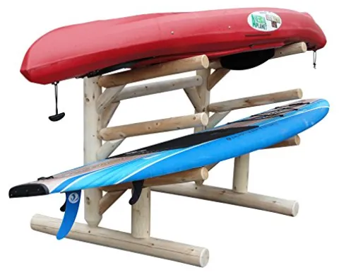 Log Kayak Rack 3 Place 1 Sided SUP Storage Rack Natural