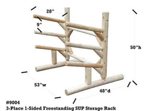 Log Kayak Rack 3 Place 1 Sided SUP Storage Rack Natural
