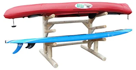 Log Kayak Rack 3 Place 1 Sided SUP Storage Rack Natural