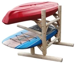 Log Kayak Rack 3 Place 1 Sided SUP Storage Rack Natural