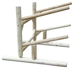 Log Kayak Rack 3 Place 1 Sided Kayak Rack with Extended Feet Unfinished