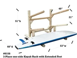 Log Kayak Rack 3 Place 1 Sided Kayak Rack Natural