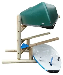 Log Kayak Rack 3 Place 1 Sided Kayak Rack with Extended Feet Canyon Brown