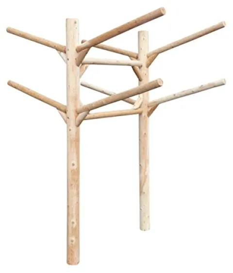 Log Kayak Rack 4 Place Buried in Ground Kayak and Canoe Rack Unfinished