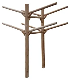 Log Kayak Rack 4 Place Buried in Ground Kayak and Canoe Rack Unfinished