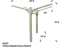 Log Kayak Rack 2 Place Buried in Ground Canyon Brown