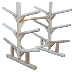 Log Kayak Rack 6 Place Freestanding Kayak and SUP Storage Rack Unfinished