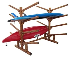 Log Kayak Rack 8 Place Kayak or SUP Log Rack Canyon Brown Finish