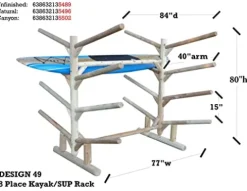 Log Kayak Rack 8 Place Kayak or SUP Log Rack Canyon Brown Finish