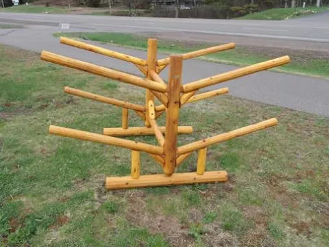 Log Kayak Rack 4 Place Natural Finish