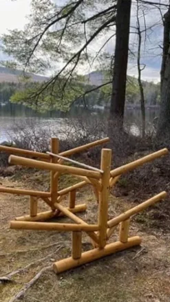 Log Kayak Rack 4 Place Natural Finish