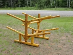 Log Kayak Rack 4 Place Natural Finish