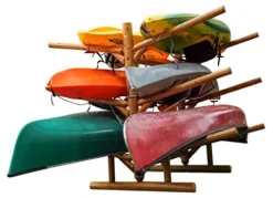 Log Kayak Rack 6 Place Natural Finish