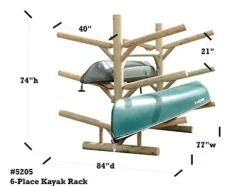 Log Kayak Rack 6 Place Natural Finish