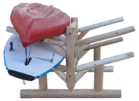 Log Kayak Rack 4 Place Paddle Board Storage Unfinished