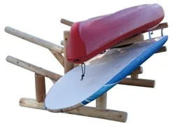 Log Kayak Rack 4 Place Paddle Board Storage Unfinished