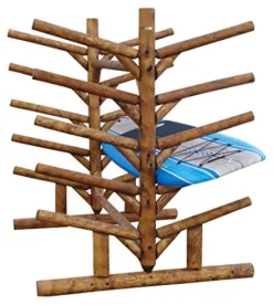 Log Kayak Rack 10 Place SUP Surfboard Rack Canyon Brown Finish