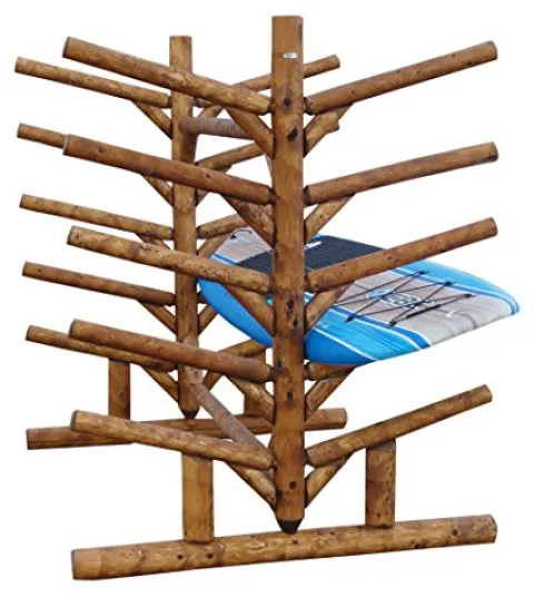 Log Kayak Rack 10 Place SUP Surfboard Rack Canyon Brown Finish