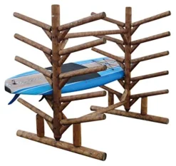 Log Kayak Rack 10 Place SUP Surfboard Rack Canyon Brown Finish