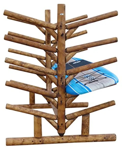 Log Kayak Rack 10 Place SUP Surfboard Rack Canyon Brown Finish