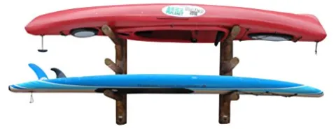 Log Kayak Rack 3 Place SUP and Surfboard Wall-Mounted Rack Canyon Brown