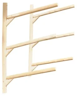 Log Kayak Rack 3 Place Wall Mount Kayak Canoe SUP Rack Canyon Brown Finish