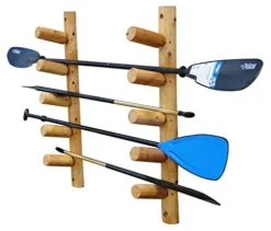 Log Kayak Rack 5 Slot Paddle Board and Fishing Pole Log Rack Natural