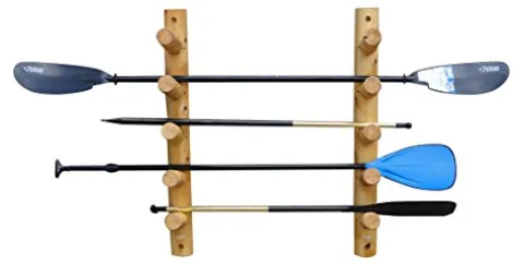 Log Kayak Rack 5 Slot Paddle Board and Fishing Pole Log Rack Natural