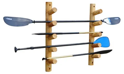Log Kayak Rack 5 Slot Paddle Board and Fishing Pole Log Rack Natural