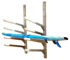 Log Kayak Rack 3 SUP or Surfboard Plus 1 Kayak Wall Rack Unfinished