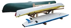 Log Kayak Rack 2-Canoe + 2-Kayak/SUP Storage Unfinished