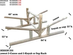 Log Kayak Rack 2-Canoe + 2-Kayak/SUP Storage Unfinished