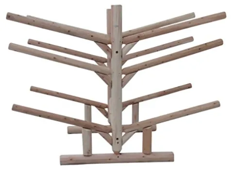 Log Kayak Rack Cedar 4 Kayak + 2 SUP Storage Rack Unfinished