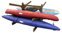 Log Kayak Rack Double Sided Freestanding Recycled Poly Kayak Rack Nutmeg Brown