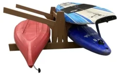 Log Kayak Rack Double Sided Freestanding Recycled Poly Kayak Rack Nutmeg Brown