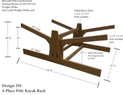 Log Kayak Rack Double Sided Freestanding Recycled Poly Kayak Rack Nutmeg Brown