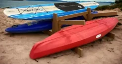 Log Kayak Rack Double Sided Freestanding Recycled Poly Kayak Rack Nutmeg Brown