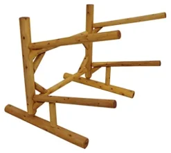 Log Kayak Rack Freestanding 2-Place Kayak Storage System Natural Finish