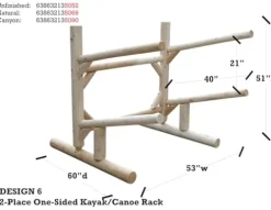 Log Kayak Rack Freestanding 2-Place Kayak Storage System Natural Finish