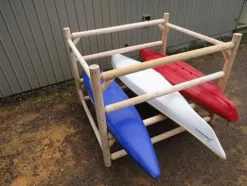 Log Kayak Rack 12-Kayak or Multiple Canoe and Kayak Storage Rack Natural