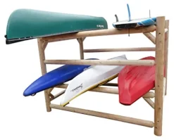 Log Kayak Rack 12-Kayak or Multiple Canoe and Kayak Storage Rack Natural