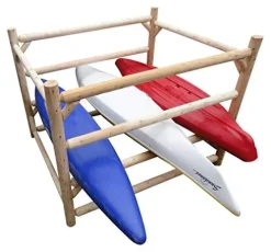 Log Kayak Rack 12-Kayak or Multiple Canoe and Kayak Storage Rack Natural