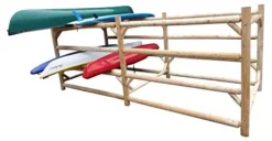 Log Kayak Rack 24-Kayak or Multiple Canoe and Kayak Storage Rack Natural